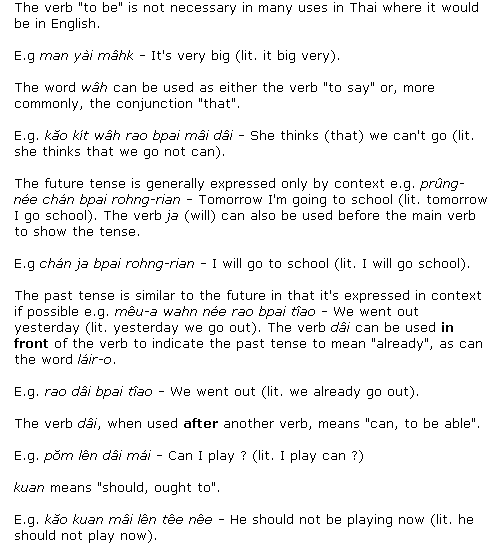 Thai Language Grammar